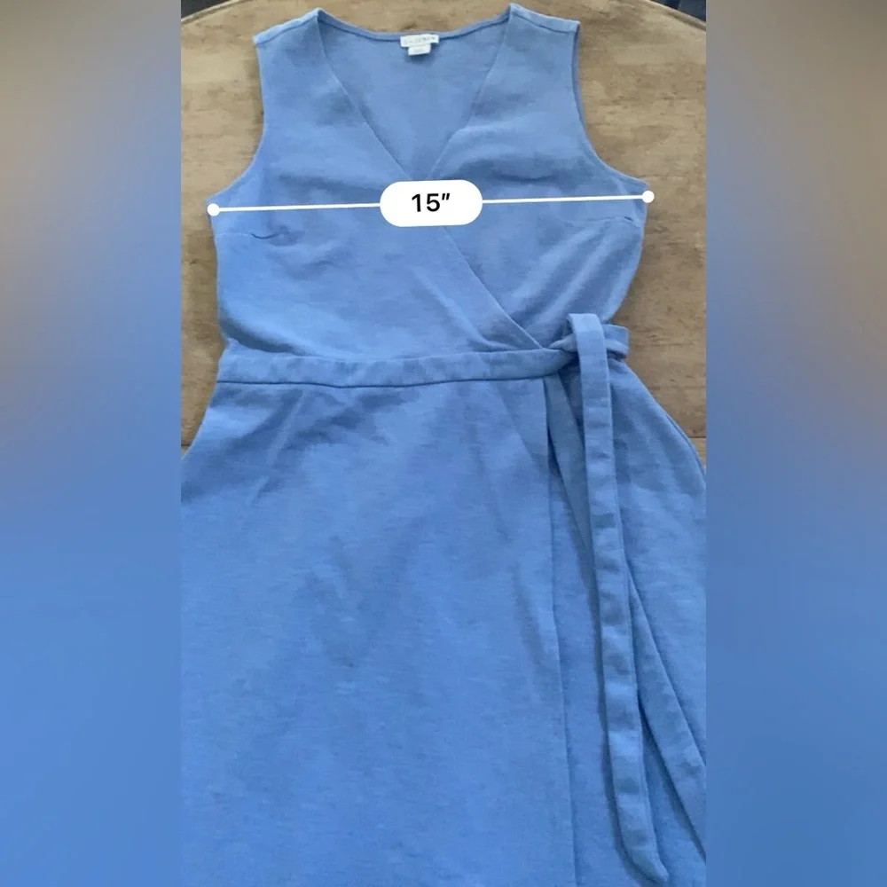 J by J Crew Women’s Sz S Blue Ponte Sleeveless Midi Wrap‎ Dress